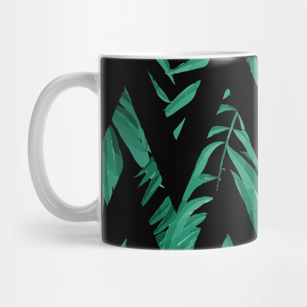 Palm Leaves Zig Zag Line (Black) by Glenn Landas Digital Art